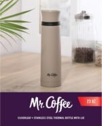Mr. Coffee Silverleaf 23 oz Stainless Steel Thermal Bottle – Double Wall Vacuum Insulated Travel Mug with Leak-Proof Lid, Taupe – Hot & Cold Beverage Flask for Work, Commute, or Camping - Image 3