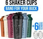 VELOMIX -6 PACK- 28 oz Protein Shaker Bottle for Protein Mixes - 6x Wire Whisk | Leak Proof Shaker Cups for Protein Shakes | Protein Shaker Bottle Pack | Protein Shake Cup (Earth Tones Collection) - Image 3