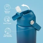 12 oz Water Bottle, Kids Water Bottles for School, Toddler Water Bottle with Straw & Handle, 304 Stainless Steel Insulated Water Bottle, Non-slip Silicone Base, BPA Free, Gradient Blue - Image 3