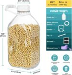 64 Oz Heavy Duty Glass Milk Bottle with Reusable Airtight Strong SCREW LID - 1/2 Gallon Water Bottles with Scale Lines - 2 Qt Glass Milk Jug Pitcher - Extra Gaskets & Handle! - Image 4