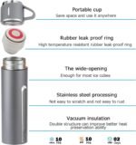 Coffee Thermo Stainless Steel Vacuum-Insulated Water Bottle, 500ml/16.9oz Insulated Bottle with Cup for Hot & Cold Drink Travel Mug (Gray, Three Cup) - Image 4