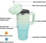 BJPKPK Insulated Tumblers With Handle And Straw 30 oz Stainless Steel Tumbler Cups With Lid,Mint - Image 3