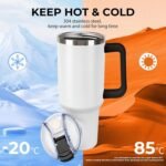 Custom 40oz Tumblers with Handle Personalized Car Cup with Photo Text Logo Travel Cup Stainless Steel Insulated Cups, Customized Birthday Gifts for Family and Friends - Image 4
