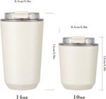 Puraville Insulated Tumblers with Lid, 14 oz Travel Coffee Mug Stainless Steel Vacuum Cup, Leak Proof Reusable Double Walled Coffee Tumbler for Iced and Hot Drinks, Cream - Image 3