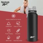 Reebok Athletic Stainless Steel Water Bottle - Insulated Water Bottle 32 oz With Chug Lid - Double Wall Vacuum Insulated Sports Water Bottle, BPA Free - Image 4