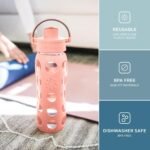 Lifefactory 22-Ounce Glass Water Bottle with Active Flip Cap and Protective Silicone Sleeve, Cantaloupe, 22oz - Image 3