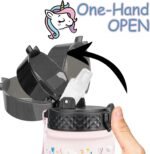 GOPPUS Kids Water Bottle (Straw Lid) - 14 Oz Stainless Steel Travel Bottle, Double Wall Vacuum Leak Proof Kids Cup for School Boys Girls,Unicorn Fields - Image 5