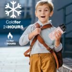 GOPPUS Kids Water Bottle (Straw Lid) - 14 Oz Stainless Steel Travel Bottle, Double Wall Vacuum Leak Proof Kids Cup for School Boys Girls,Unicorn Fields - Image 6