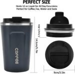 CS COSDDI 12 oz Stainless Steel Vacuum Insulated Tumbler - Coffee Travel Mug Spill Proof with Lid - coffee Cup for Keep Hot/Ice Coffee,Tea and Beer (Tibetan blue) - Image 4