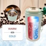 Portable Coffee Mug, Stainless Coffee Tumbler With Temperature Display, Smart insulated coffee mug with lid fot Summer Cold Storage Car (Gradient Green) - Image 3
