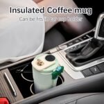 Portable Coffee Mug, Stainless Coffee Tumbler With Temperature Display, Smart insulated coffee mug with lid fot Summer Cold Storage Car (Gradient Green) - Image 4