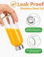 Zukro Glass Water Bottles with Lids & Straw 16 oz, 8 Pack Reusable Juice Bottles With Stainless Steel Cap for Juicing, Leak Proof Clear Smoothie Drinking Jars Beverages Containers, BPA Free - Image 7
