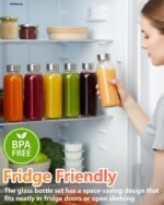 Zukro Glass Water Bottles with Lids & Straw 16 oz, 8 Pack Reusable Juice Bottles With Stainless Steel Cap for Juicing, Leak Proof Clear Smoothie Drinking Jars Beverages Containers, BPA Free - Image 8