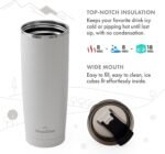 GRANDTIES Insulated Coffee Tumbler Cup w/Tritan Lid | Leak Proof, Reusable, Double Walled Vacuum Stainless Steel Travel Mug | 20oz (Snowy: Pearl) - Image 4