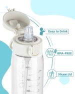 OLDLEY Kids Water Bottles with Straw 420ml/14oz BPA Free Tritan Water Bottle with Handle Leakproof School Sports Drinking Bottle for Toddler Boys Girls,Transparent - Image 3