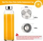18oz/24oz Glass Water Bottles Stainless Steel Cap for Zukro/Sursip/Brieftons/18oz Glass Juice Bottles Replacement Lids Fits Bottle with 1.49 Inch Mouth Opening, Leak-Proof, Set of 6 - Image 3
