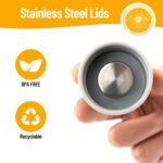 18oz/24oz Glass Water Bottles Stainless Steel Cap for Zukro/Sursip/Brieftons/18oz Glass Juice Bottles Replacement Lids Fits Bottle with 1.49 Inch Mouth Opening, Leak-Proof, Set of 6 - Image 4