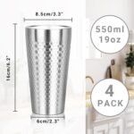 Metal Cup, 19 oz Insulated Tumbler, 4 Pack Double Wall Unbreakable Stackable Water Tumblers Premium Insulated Stainless Steel Cups Drinking Glasses for Home Travel Camping Outdoor - Image 3