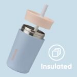 Owala Kids Insulation Stainless Steel Tumbler with Spill Resistant Flexible Straw, Easy to Clean, Kids Water Bottle, Great for Travel, Dishwasher Safe, 12 Oz, Tan and Blue (Seas the Day) - Image 4