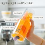 KEMORELA 28 oz Double Wall Glass Tumblers Set of 2, Extra-Wide 13mm Reusable Glass Drinking Straws, Boba Tumbler, Wide-Mouth Water Cups for Iced Coffee, Smoothies, Boba & Tea Lovers - Image 5