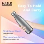 HASLE OUTFITTERS 17oz Stainless Steel Water Bottles, Vacuum Insulated Water Bottles Double Walled Reusable Metal Sports Water Bottles Keep Drinks Hot and Cold, Gray, 1Pack - Image 4