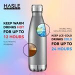 HASLE OUTFITTERS 17oz Stainless Steel Water Bottles, Vacuum Insulated Water Bottles Double Walled Reusable Metal Sports Water Bottles Keep Drinks Hot and Cold, Gray, 1Pack - Image 5