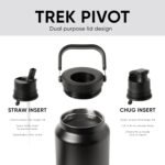 Simple Modern Trek Pivot | Half Gallon Water Bottle Jug with Handle & Boot | Interchangeable Straw & Chug Lids | Large Insulated Stainless Steel | Sports Camping Outdoors | 64oz, Almond Birch - Image 3