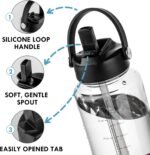 OLDLEY 32 oz Clear Water Bottle with Straw,Tritan BPA-Free, Wide Mouth, Leak Proof - for Gym, Travel, Home, School, Office (Clear) - Image 4