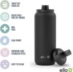 Ello Cooper Twist 32oz Stainless Steel Water Bottle with Chug Lid | Leak Proof | Double Walled and Vacuum Insulated | Built in Carry Loop | Dishwasher Safe | Black - Image 4