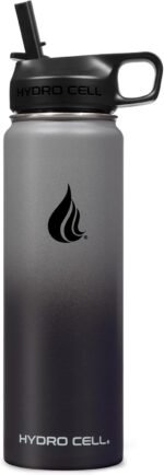 HYDRO CELL Stainless Steel Insulated Water Bottle with Straw - For Cold & Hot Drinks - Metal Vacuum Flask with Screw Cap and Modern Leakproof Sport Thermos for Adults (Graphite/Black 24oz) - Image 3