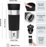 Travel Coffee Mug with 360°Lid, Travel Coffee Tumbler 16 oz Leak Proof, Stainless Steel Insulated Travel Mugs for Hot and Cold Spill Proof Leak Proof(Black) - Image 4