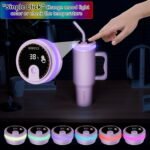 Smart Reminder Water Bottle,USB-C Rechargeable,RGB LED Lights Around the Lid,40oz,Insulated Stainless Steel，Ideal Gift for Christmas, Thanksgiving Day (Lavender) - Image 3