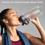 Half Gallon/64oz Water Bottle With Handle, Leak proof with removable strainer, BPA Free Fitness 2L Sports Water Jug, ensure You Drink Enough Water Daily for Gym and Outdoor Sports(Grey) - Image 6