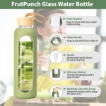 18 OZ Glass Water Bottles, Water Bottle with Time Marker, Leakproof Glass Water Bottles with Silicone Sleeves, Suitable for Offices and Gyms. (Green) - Image 3