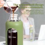 18 OZ Glass Water Bottles, Water Bottle with Time Marker, Leakproof Glass Water Bottles with Silicone Sleeves, Suitable for Offices and Gyms. (Green) - Image 5