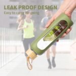 18 OZ Glass Water Bottles, Water Bottle with Time Marker, Leakproof Glass Water Bottles with Silicone Sleeves, Suitable for Offices and Gyms. (Green) - Image 6