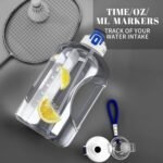 1 Gallon Water Bottle with Straw, 128 oz Large Water Jug with Times to Drink, Reusable Leak Proof with Handle, 2 Lids BPA Free Big Sports Bottles for Fitness Gym Camping (Clear, 128 Ounces) - Image 7