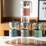 Glass Tea Bottle 16 oz Drinking Bottle with Non-Slip Holster, and Stainless Tea Infuser,Leak Proof Lid,Portable Glass Water Bottle for School, Office, Car & Home,as a gift, etc(Blue) - Image 5