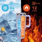 30 oz Tumbler with Handle,Tumbler with Lid and Straw,Double Wall Insulated Cup Stainless Steel Travel Mug(Cold for 34 Hours),Water Bottle for Iced Tea,Coffee,Cold Beverages(Purple) - Image 3