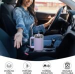 30 oz Tumbler with Handle,Tumbler with Lid and Straw,Double Wall Insulated Cup Stainless Steel Travel Mug(Cold for 34 Hours),Water Bottle for Iced Tea,Coffee,Cold Beverages(Purple) - Image 6