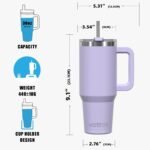 30 oz Tumbler with Handle,Tumbler with Lid and Straw,Double Wall Insulated Cup Stainless Steel Travel Mug(Cold for 34 Hours),Water Bottle for Iced Tea,Coffee,Cold Beverages(Purple) - Image 7