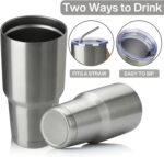 MEWAY 30oz Insulated Tumbler With Lids and Straws,Stainless Steel Double Vacuum Coffee Tumbler Cup, Brush, Durable Powder Coated Coffee Cup for Cold & Hot Drinks, Office, Travel(Silver,8 PACK) - Image 4