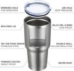 MEWAY 30oz Insulated Tumbler With Lids and Straws,Stainless Steel Double Vacuum Coffee Tumbler Cup, Brush, Durable Powder Coated Coffee Cup for Cold & Hot Drinks, Office, Travel(Silver,8 PACK) - Image 5