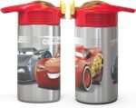 Zak Designs Disney Cars 3 - Stainless Steel Water Bottle with One Hand Operation Action Lid and Built-in Carrying Loop, Kids Water Bottle with Straw Spout is Perfect for Kids (15.5 oz, 18/8) - Image 6