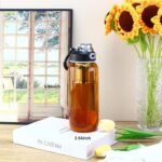 34oz tea bottle with infuser - Large Capacity Glass Water Bottle, With Time Mark, Stainless Steel Tea Strainer,Sleeve, BPA Free,For hot or cold drinks, coffee, tea and water - Image 4