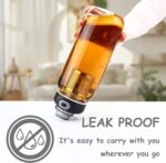 34oz tea bottle with infuser - Large Capacity Glass Water Bottle, With Time Mark, Stainless Steel Tea Strainer,Sleeve, BPA Free,For hot or cold drinks, coffee, tea and water - Image 8