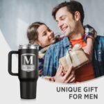 Gifts for Men, Initial 40oz Tumbler with handle and straw, Best Father's Day Gift, Personalized Birthday Gifts for Men, Dad, Grandpa, Husband,The Man The Myth The Legend Cup for Coffee (M) - Image 3