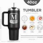 Gifts for Men, Initial 40oz Tumbler with handle and straw, Best Father's Day Gift, Personalized Birthday Gifts for Men, Dad, Grandpa, Husband,The Man The Myth The Legend Cup for Coffee (M) - Image 4