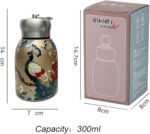 Mini Stainless Steel Thermal Bottle Small Vacuum Insulated Water Bottle, Portable Leakproof Sport Tumbler Cup Hot and Cold Travel Mug 10 oz (GoldPeacock) - Image 3