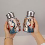 Mini Stainless Steel Thermal Bottle Small Vacuum Insulated Water Bottle, Portable Leakproof Sport Tumbler Cup Hot and Cold Travel Mug 10 oz (GoldPeacock) - Image 4